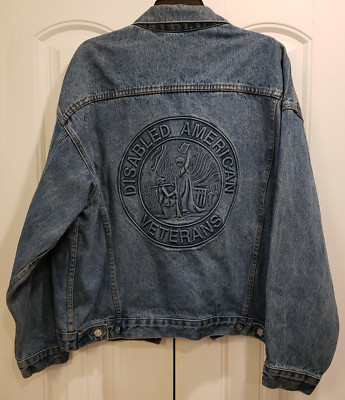 Vintage TRUCKER TYCA Men's Denim Jean Jacket (L) Disabled Americans Veterans 