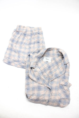 Rails Womens Plaid Pajama Set Pink Blue Cotton Siz