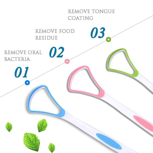 3 Tongue Scraper Cleaner Adults Oral Hygiene Scrapers Bad Breath Dental Cleaner - Picture 6 of 10