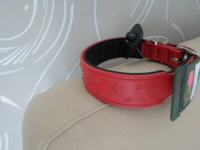 Hunter Collier Chien MOYEN Cuir Nappa avec étoiles en Relief ROUGE Taille 55 - Photo 1/2