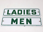 Vtg Old Continental Oil Gas Station Restroom Signs Porcelain Conco Ladies & Men