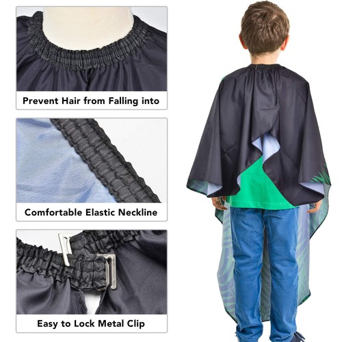 Kids Haircut Cape Waterproof Barber Cape Cover Dinosaur Hair Cutting Cape Apron - Picture 2 of 7