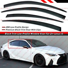 FOR 21-25 LEXUS IS300 IS350 PREMIUM BLACK TRIM WINDOW VISOR RAIN GUARD W/ CLIPS