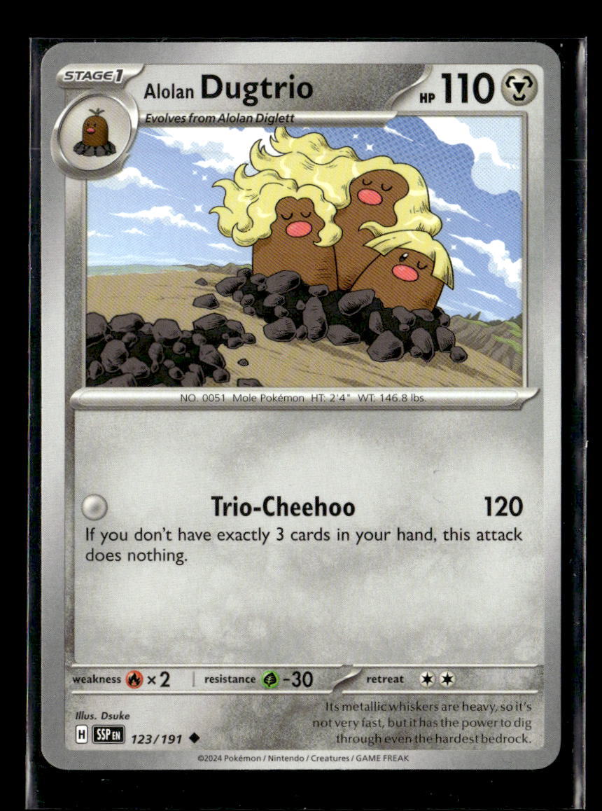 Pokemon Alolan Dugtrio 123/191 Surging Sparks  Non Holo Uncommon  4 Card Lot
