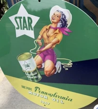 Top Quality Star  Pennsylvania Motor Oil vintage reproduction Garage Sign
