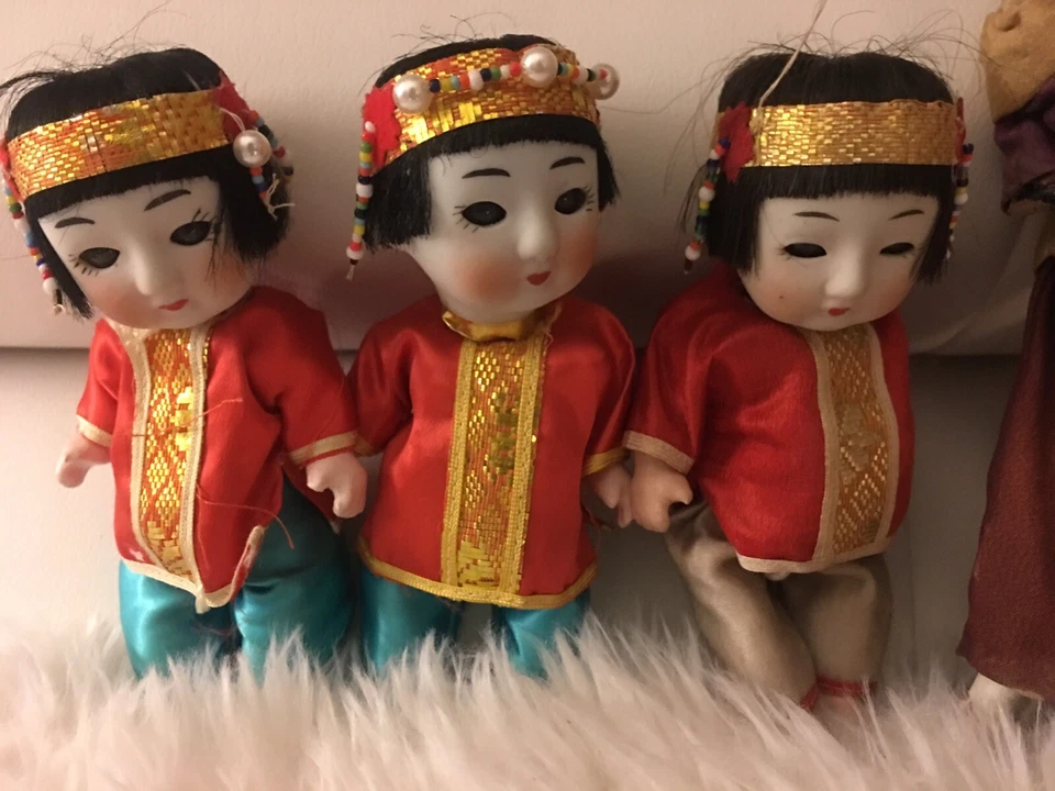 Lote De 6 Muñecas Asiáticas Vintage Cerámica/Composición Muñecas Japonesas! ¡Hallazgos raros!! Foto 2 de 4