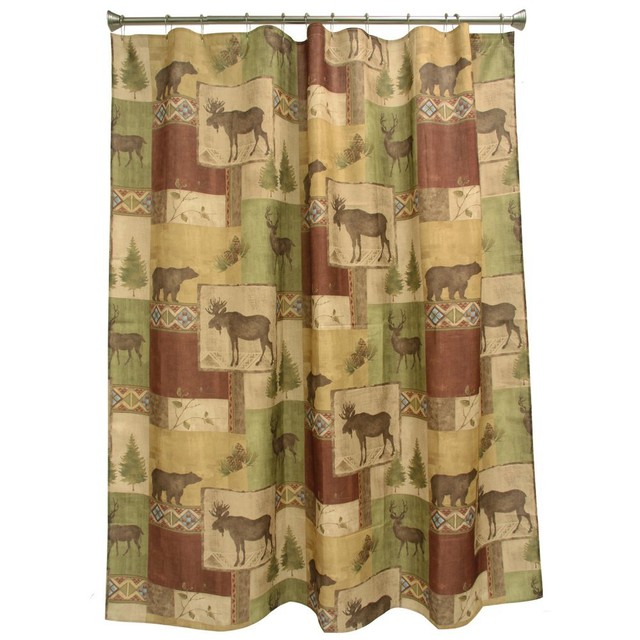 Bacova Guild Mountain Lodge Fabric Shower Curtain Bacova Mountain Lodge Shower Curtain Green Standard