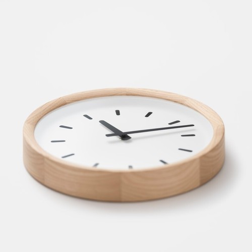 Lemnos Wall Clock PIL23-05 NT Analog Basin Line Natural Colored Wood Japan - Picture 3 of 6