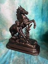 Vintage Spelter Marley Horses With Handler