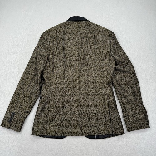 J. Ferrar Men's Spotted Tiny Cheetah Print Slim Suit Jacket Size 36 Tan Black - Picture 11 of 12