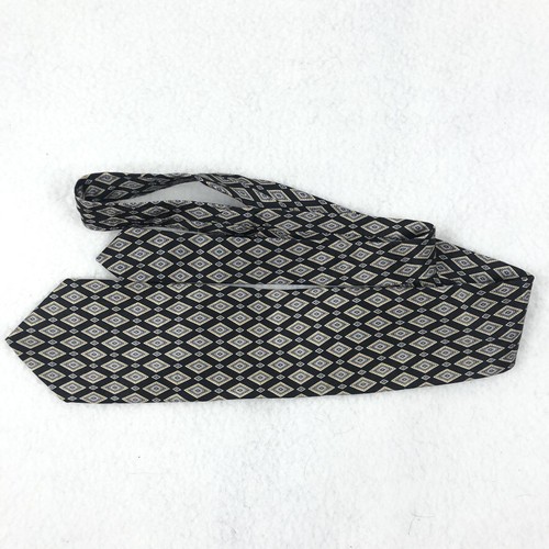 Roundtree Yorke Neck Tie Men Long 100 Silk Black Yellow Geometrical Made USA - Picture 3 of 12
