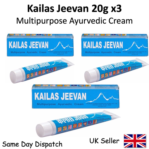 3 cremas antisépticas para el cuidado de la piel Kailas Jeevan herbales ayurvédicas multiusos 3x20 g - Imagen 1 de 2