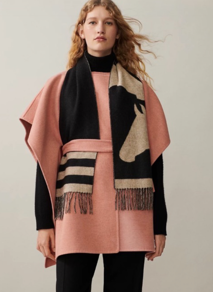 *可愛い*【HERMES】マフラー Casaque NEW HERMES Casaque Muffler Scarf 100% Cashmere Love Story