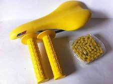PACKAGE DEAL: BICYCLE SEAT GRIPS CHAIN YELLOW BMX ROAD FIXIE MTB CYCLING BIKES