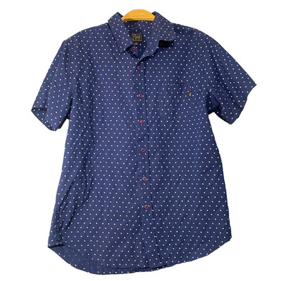Obey Boys Navy and White Polka Dot Button Up Shirt Size Medium