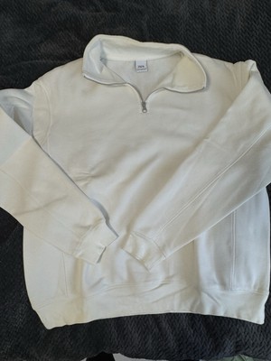 Zara Sweatshirt Pullover Gr.XL Beige/weiss Mit Reißverschluss Kragen