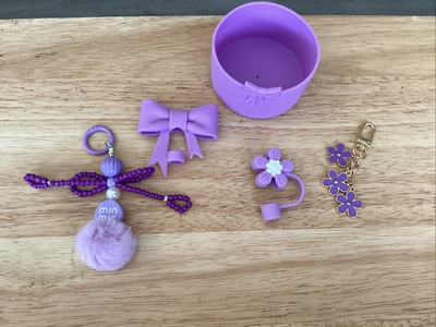 #ad Stanley Tumblr Accessories Five Piece And Purple Bows And Flowers $10.00