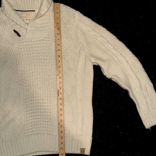 🔥Weatherproof Vintage Crew Old Fashioned Mens L White Cream Color Chunky Heavy - Picture 3 of 7