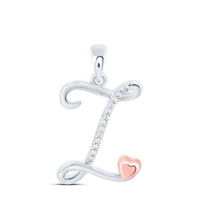 0,05 ctw natürlicher Diamant 1,34 g Sterlingsilber Initiale ''I'' Anhänger Buchstabe Charm