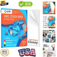 Printable Vinyl Sticker Paper - Waterproof Decal Paper for Inkjet Printer - 1...