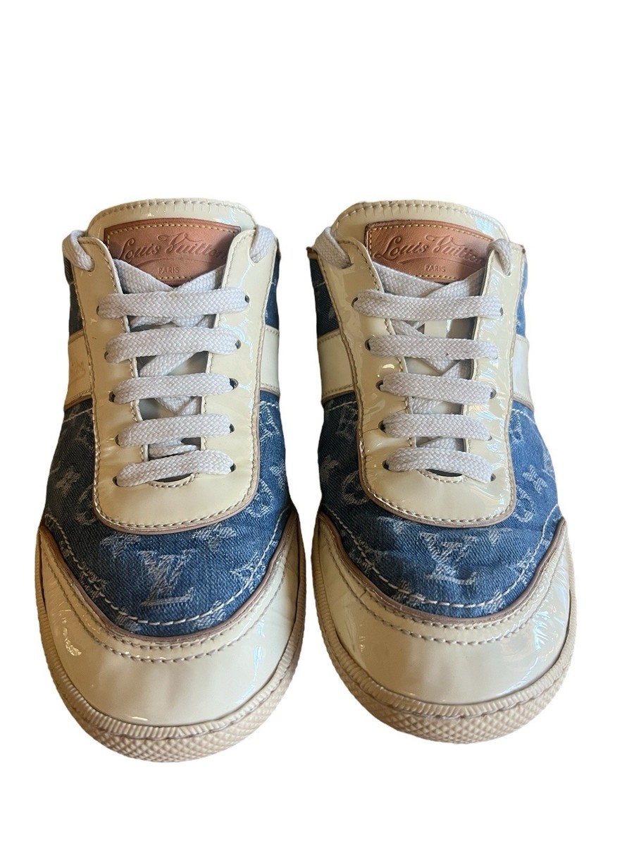 Rare Louis Vuitton 2005 LV Monogram Leather Denim Sneakers Italy