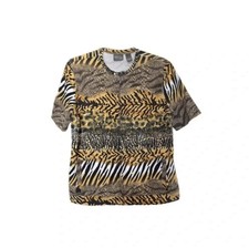 Additions by Chicos Animal Print Short Sleeve Full Zip Jacket Women's Size 1 M/8