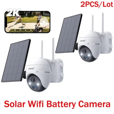 2PCS ieGeek Solar Battery Security Camera Outdoor Wireless WiFi 360°PTZ CCTV Cam - Image 1 of 4