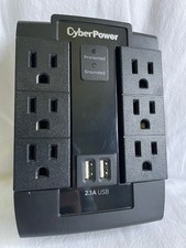 CyberPower 6-Outlet Swivel Surge Protector Wall Tap 1200J  2 USB Ports 2.1A 