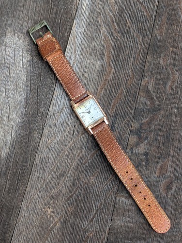 Solid 14k Rose Gold Kingston Men's Watch Tank 17 Jewel Swiss Running Dimonds - Picture 3 of 10