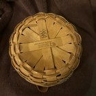 1997 Longaberger ButtonBasket, 7” round, leather handles, plaid liner, protector — photo 3