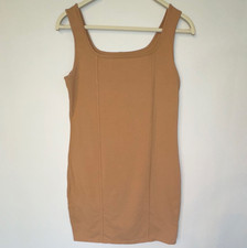 Wild Fable Brown Solid Knit Square Neck Strappy Sleeveless Bodycon Mini L