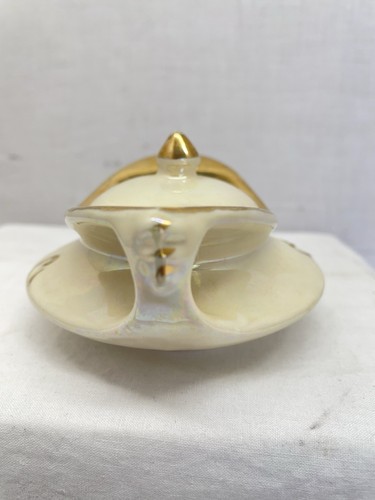Vintage Pearl China Co. 22K Gold Trimmed Art Deco Sugar Bowl With Lid. - Picture 3 of 9