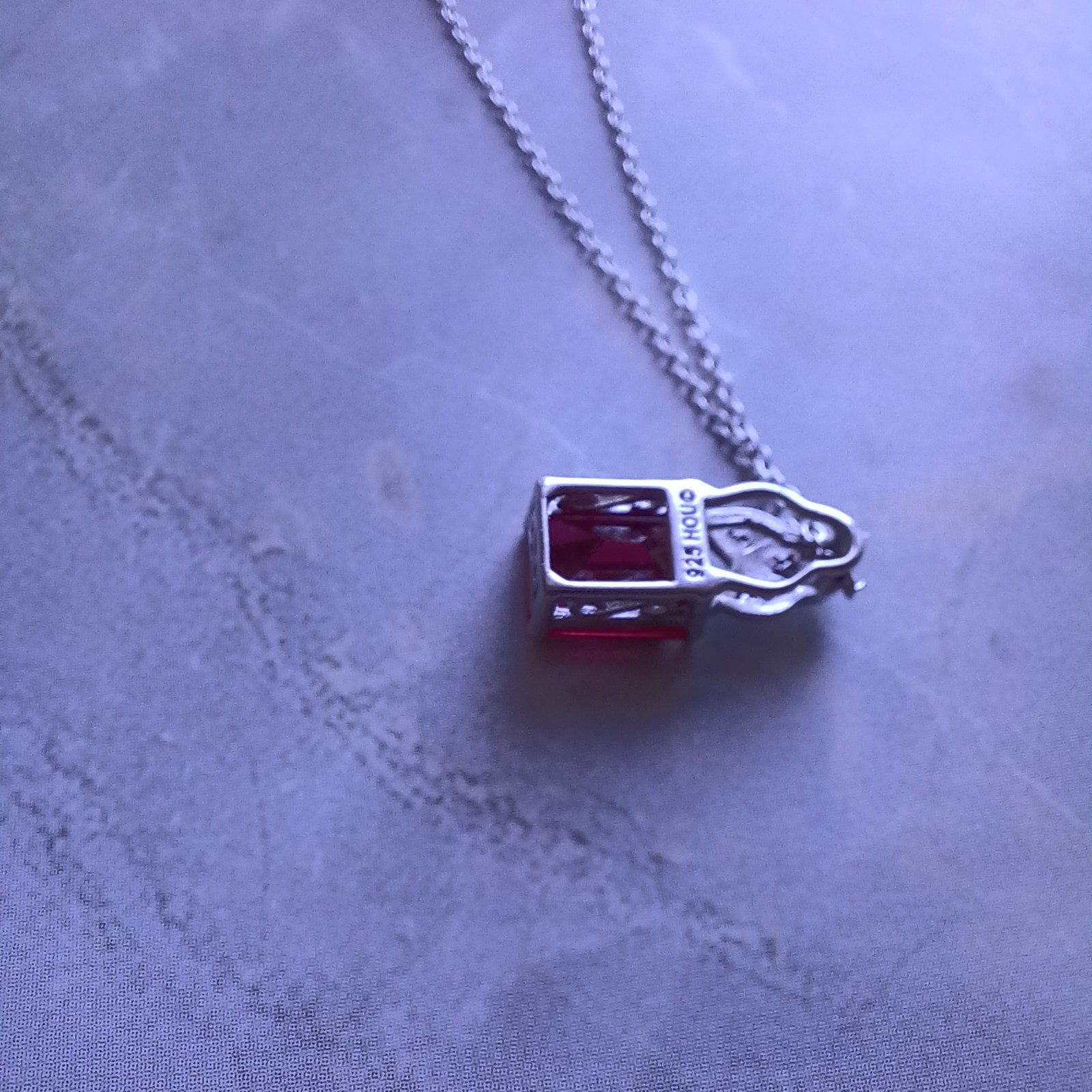 Sterling Silver 925 Ruby & Diamond Gemstone Penda… - image 4