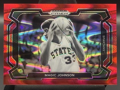 JERSEY NUMBER MATCH 2024 Panini Draft Picks Prizm Magic Johnson Red 032/225 #23