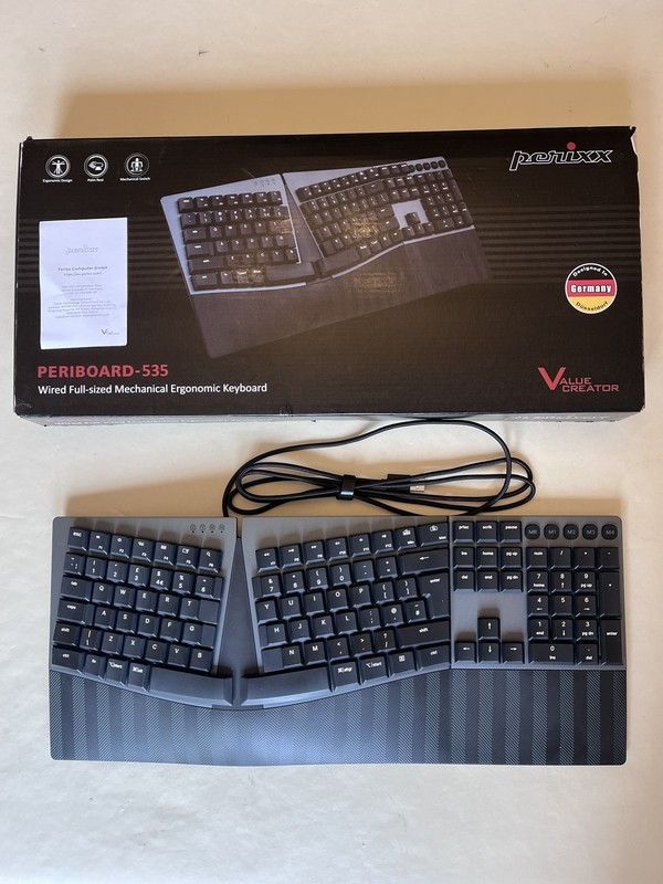 perixx PERIBOARD-535RD Wired Ergonomic Mechanical Split Keyboard - Low-Profile