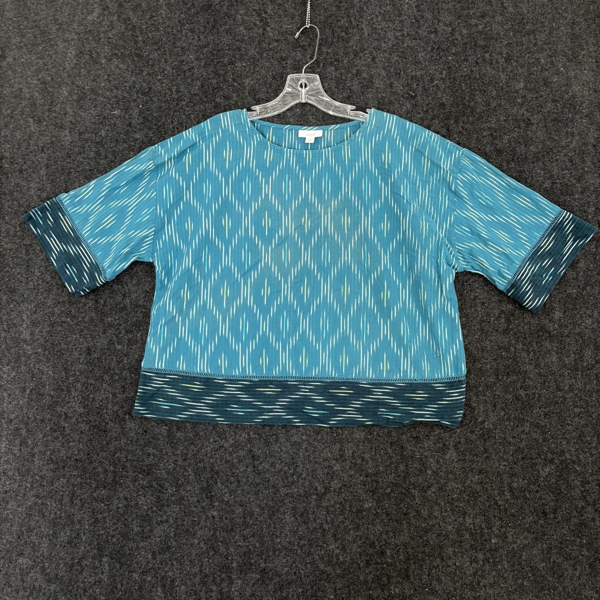ライク J Jill Pure Jill Women's Small Blue Ikat Print Dragonfly Cotton