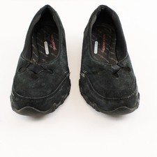 Skechers Black Suede Relaxed Fit Slip On Biker Ballet Kicks Shoes Women's Size 8