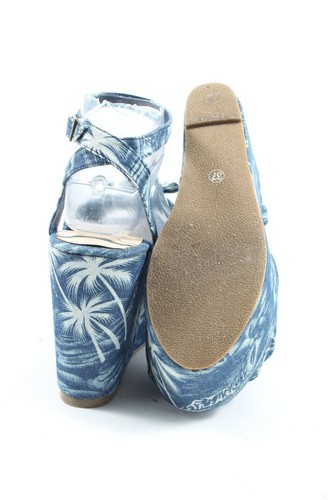 COOL WAY Sandalias con plataforma Mujeres Talla EU 37 azul-blanco elegante - Imagen 4 de 5