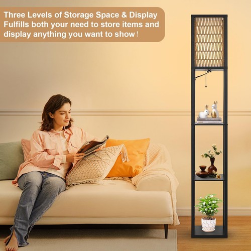 Floor Lamp with Shelves, Corner Floor Lamps for Living Room, Boho Floor Lamp ... - Picture 9 of 9
