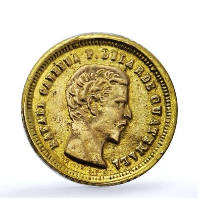 Guatemala 4 reales Rafael Carrera Cuatro KM-135 gold coin 1860 R