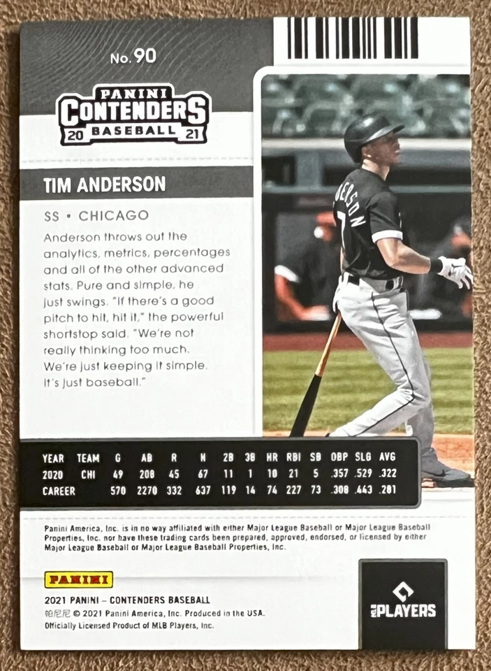 2021 Panini Contenders Draft Ticket Green #90 Tim Anderson /299 White Sox Foil - Image 2 of 2