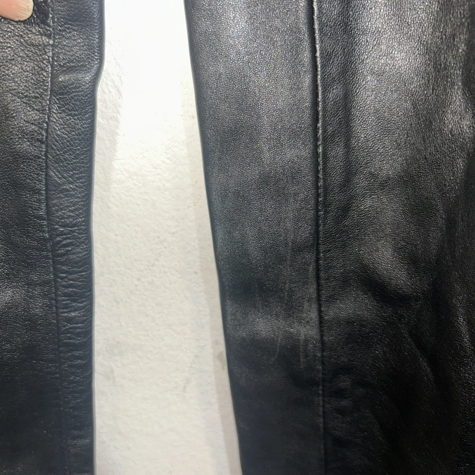 Pantalones de cuero Liz Claiborne para mujer negros tiro alto pierna recta 12, forrados** Foto 2 de 4