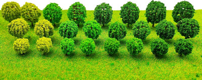 24Pcs Mini Model Trees Mixed Bush Trees Vegetation Groups Shrubs for Model Train
