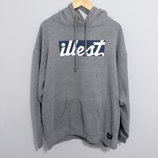 Illest Hoodie Men 2xl Grey Sweatshirt Bold Logo Streetwear
