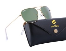 Zoelea Classic Sunglasses for Men Women Metal Frame Glass Lens Shades 58-15-140