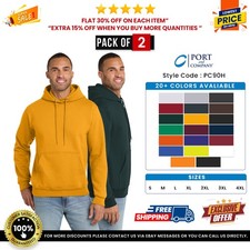 2 Pack Of Port  Company PC90H Men's Essential Fleece Pullover Hooded Sweatshirt