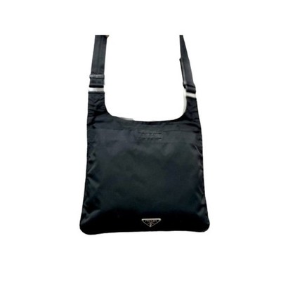 Prada Schultertasche Triangle Logo Schultertasche - Schwarz Nylon Leder Unisex