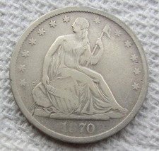 1870-S Seated Liberty Silver Half Dollar Rare Key Date S Mint Fine Cleaned Gouge