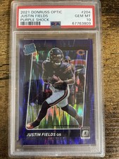 🔥 2021 Donruss Optic Justin Fields Purple Shock Rated Rookie PSA 10 GEM MINT 🔥