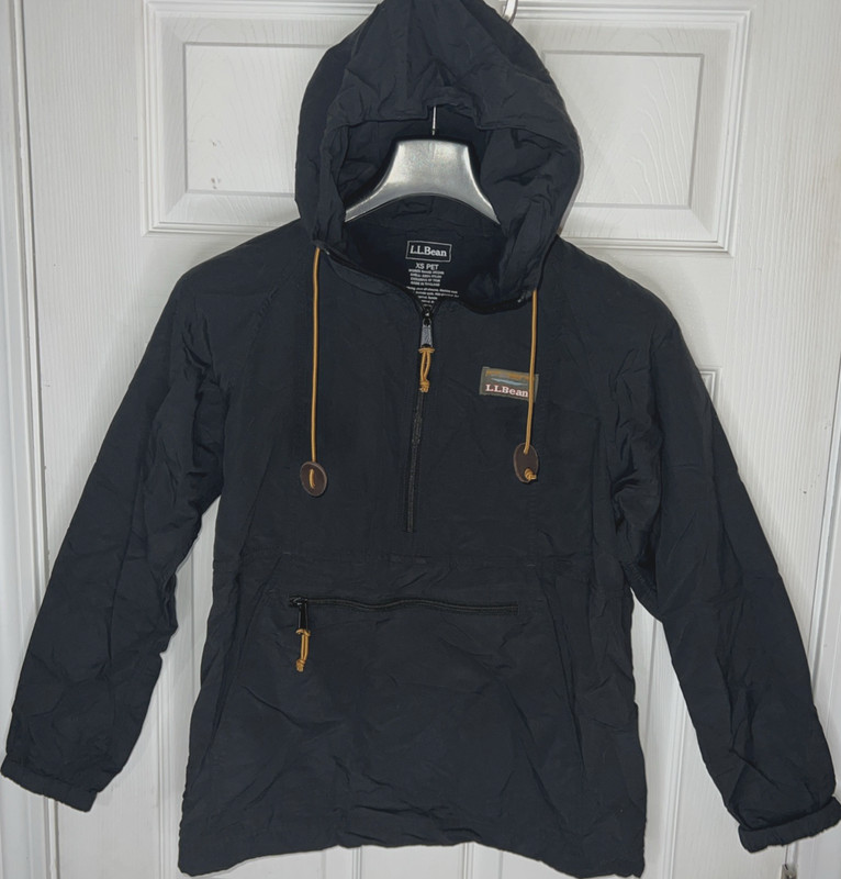LL Bean Jacket Women Sz XSP Petite X-Small Mountain Classic Black Anorak Hiking